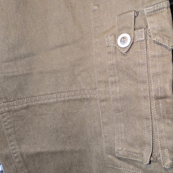 Urban Extreme Vintage Boys Olive Green Cargo Pants – Y2K Belted Utility - Picture 4 of 7